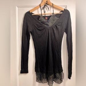 Language Los Angeles - Medium Tencel/Silk Y2K Black and Gold Shirt